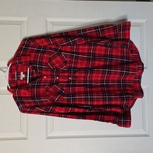 Merona Red and Black Plaid Button Down Shirt Size L
